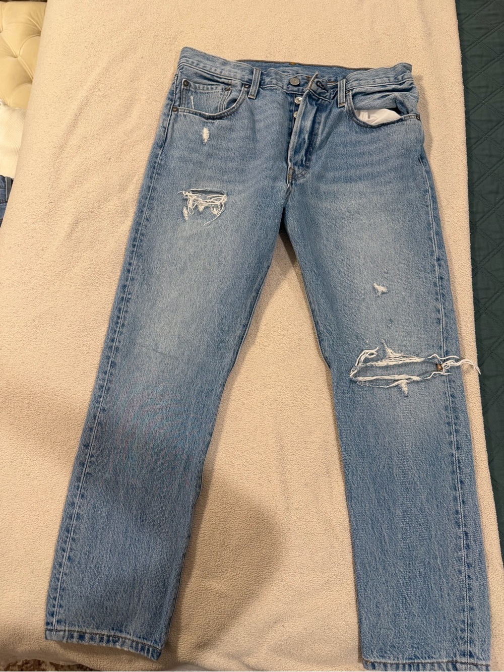 Levi's Light Wash Straight-Leg Distressed Jeans